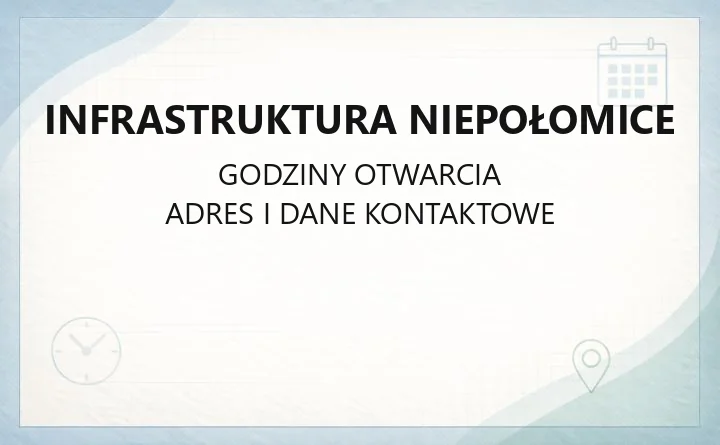 Infrastruktura Niepołomice - kontakt, godziny, awarie, e-BOK
