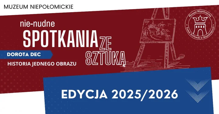 Grafika promocyjna wydarzenia Nie-nudne spotkania ze sztuką — edycja „Historia jednego obrazu” (2025/26)