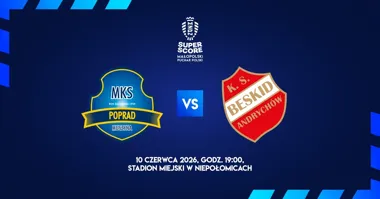 Grafika promocyjna wydarzenia Finał Superscore Małopolskiego Pucharu Polski: Poprad Muszyna – Beskid Andrychów w Niepołomicach