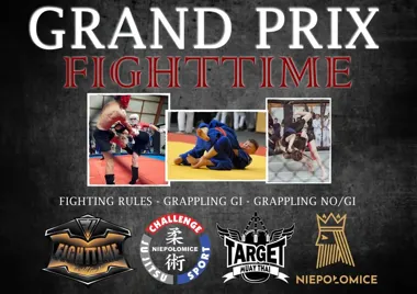 Grafika promocyjna wydarzenia Grand Prix FT w Niepołomicach – zawody Fighttime z grapplingiem i walkami no gi