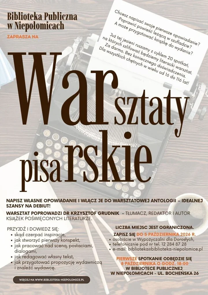 W Niepołomicach powstanie antologia. Biblioteka otwiera warsztat dla piszących