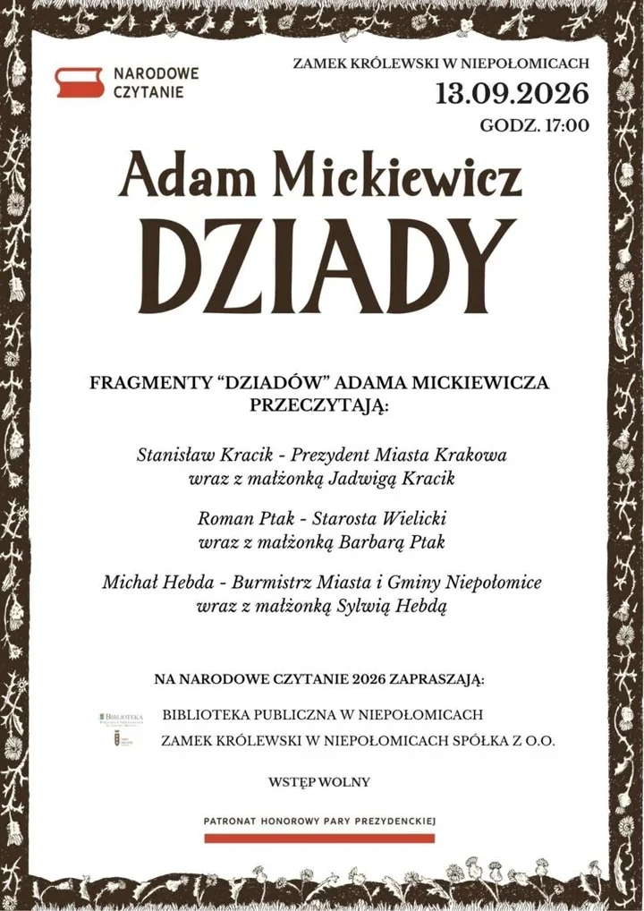 Mickiewicz w zamku. Niepołomice czytają „Dziady” razem